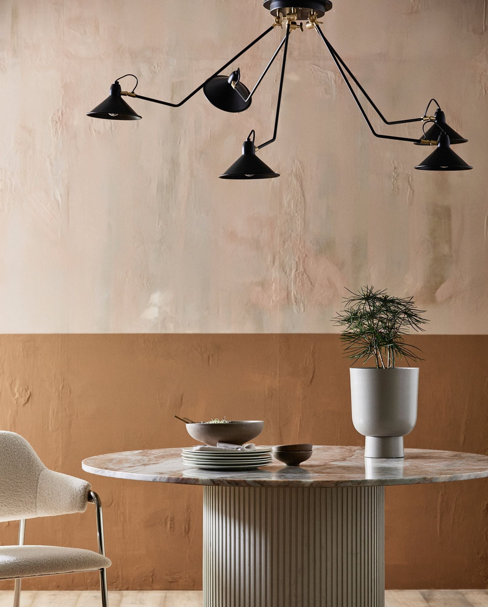 Nordal A/S ERIE round dining table - Ivory nature marble tabletop