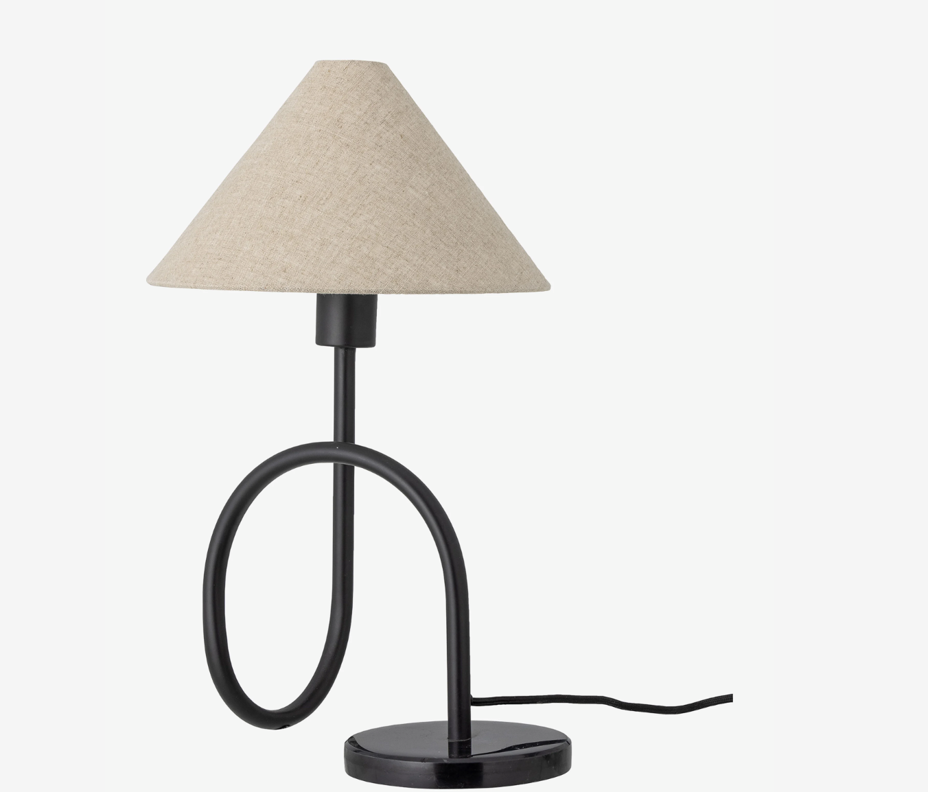 Skulpturel bordlampe – Sort marmor, jern & hør | Vosper